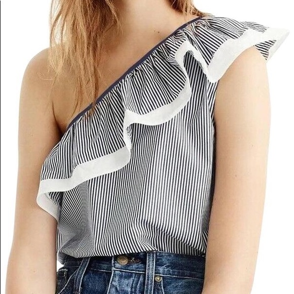 J.Crew One Shoulder Ruffle Top - Picture 1 of 4